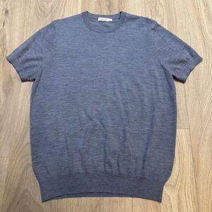 Suitsupply Sweater Mens L Merino Wool Lightweight Business Short Sleeve Crewneck